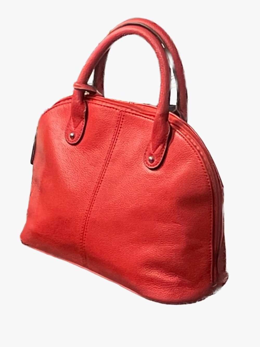 Tignanello Red Pebbled Leather Dome Satchel with Tassel